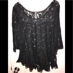 NWOT Free People size medium black lace tunic